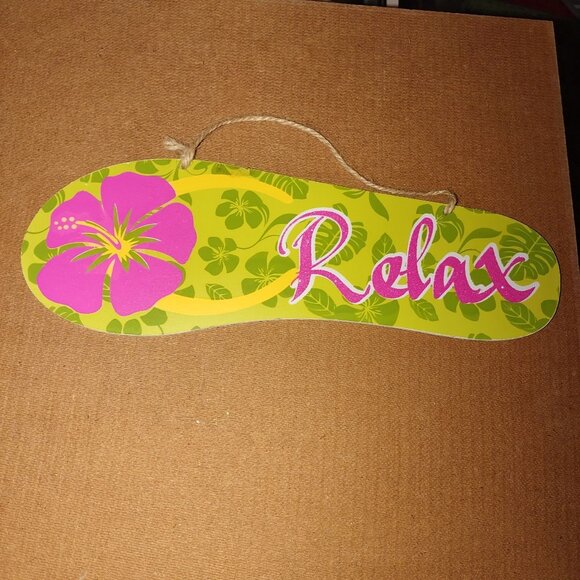 Hawaiian-Themed Tropical Wall Signs Set Of 4 Relax & Welcome To Paradise- - Picture 7 of 9